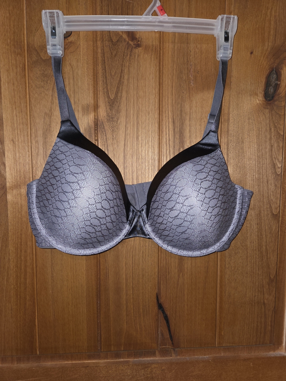 Lilyette-Sweet Nothings Everyday Lace-Effect Gray T-Shirt Bra